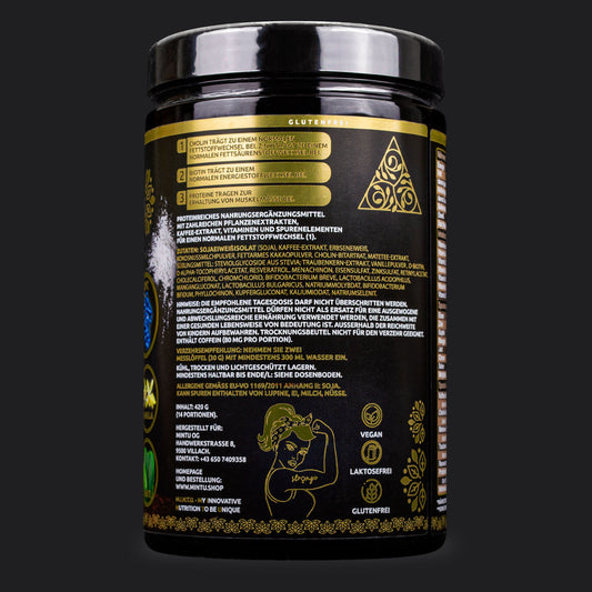 Zutaten und Verzehrempfehlung für M.I.N.T.U. Keto Protein Coffee