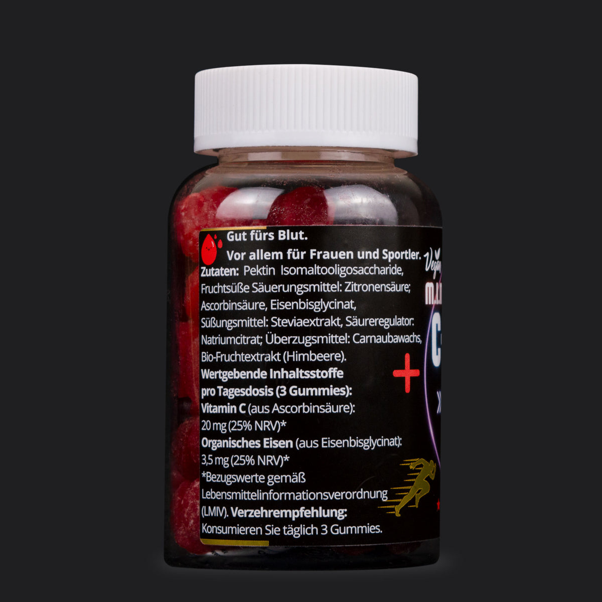 Zutatenliste der M.I.N.T.U. Vitamin C und Eisen Gummies