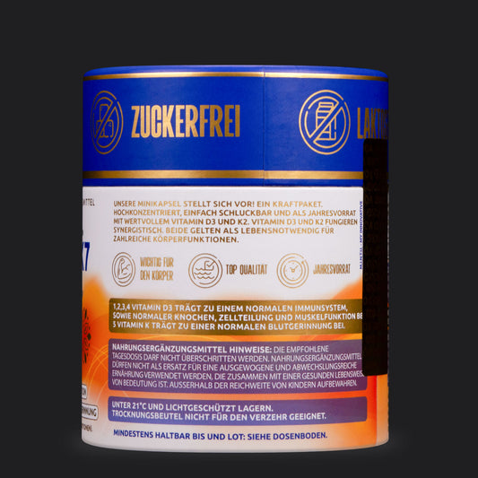 Zutaten und Hinweise für M.I.N.T.U. Vitamin D3 K2 MK7