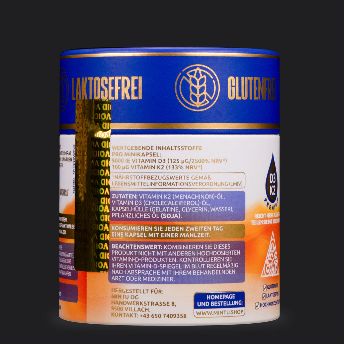 Verzehrempfehlung für M.I.N.T.U. Vitamin D3 K2 MK7