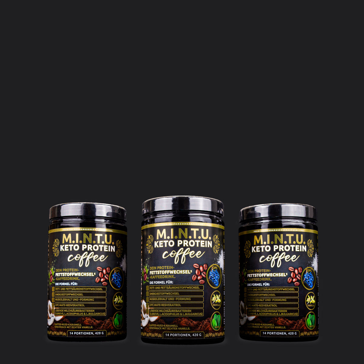 M.I.N.T.U. Keto Protein Coffee im praktischen 3er-Pack