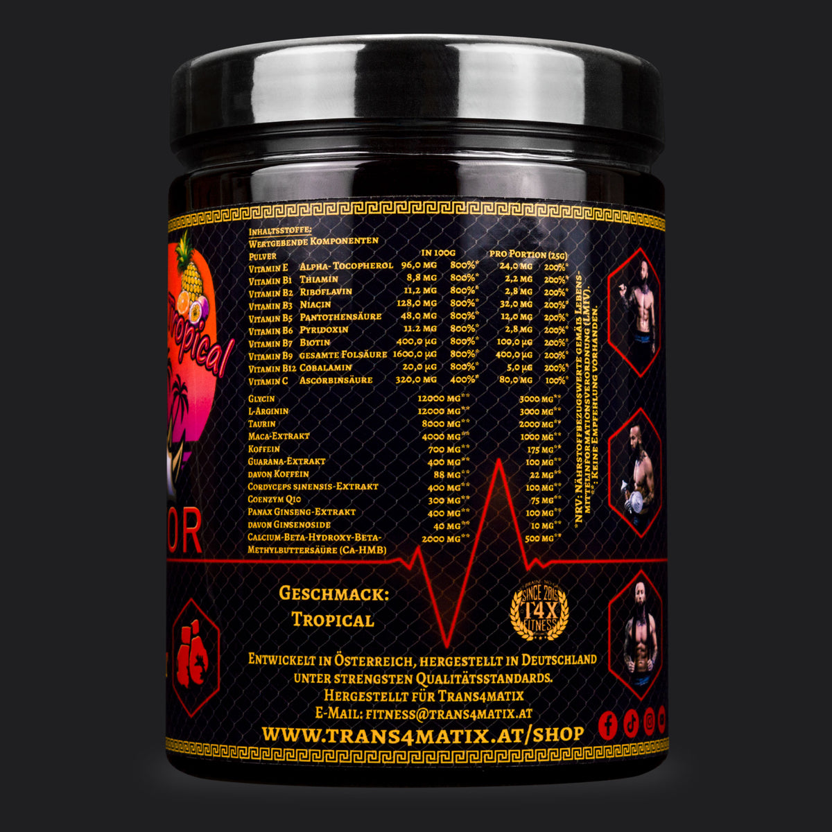 Nährwertangaben des T4X Motivator Pre-Workout Pulvers