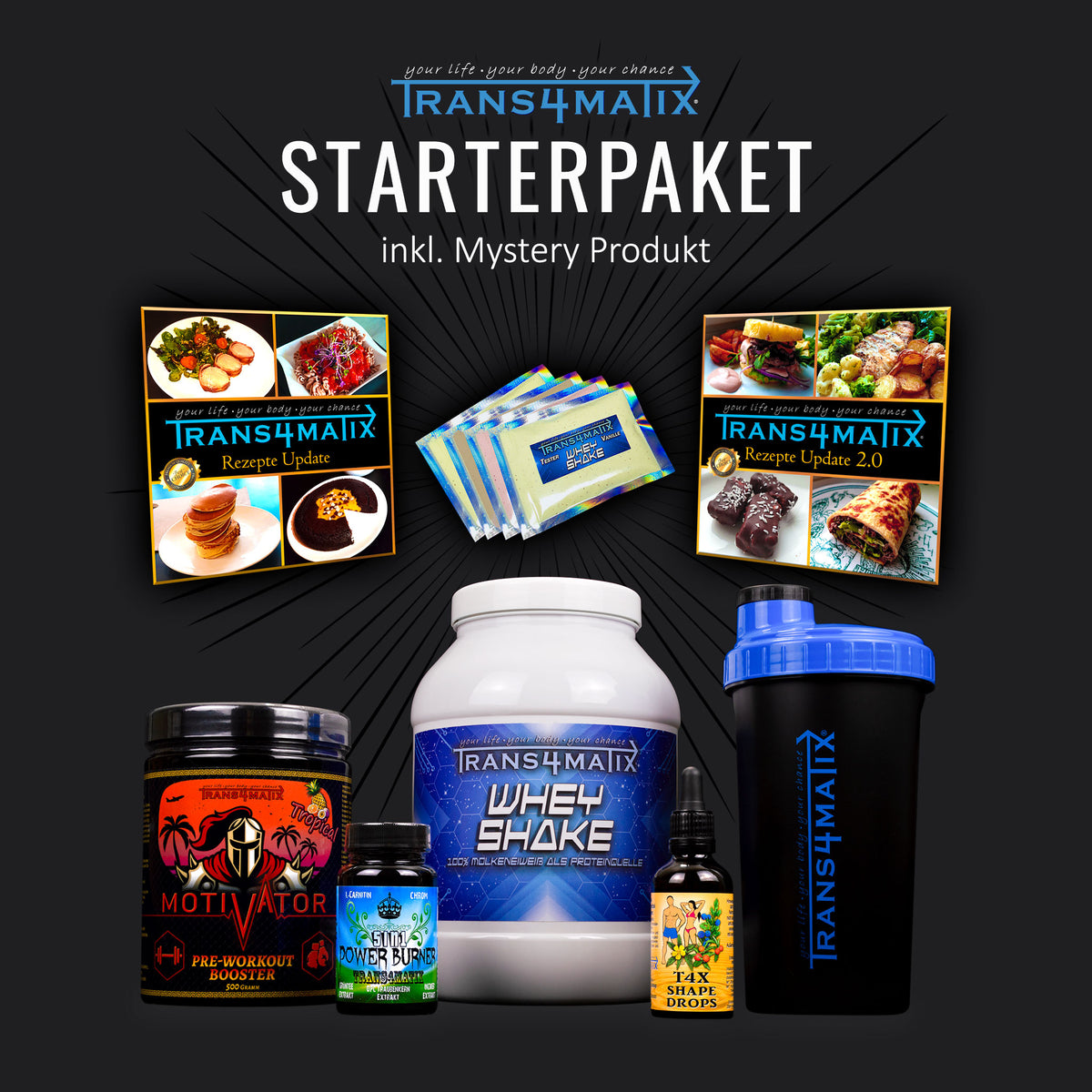 Trans4matix Starterpaket mit Fitness Produkten und Nahrungsergänzung